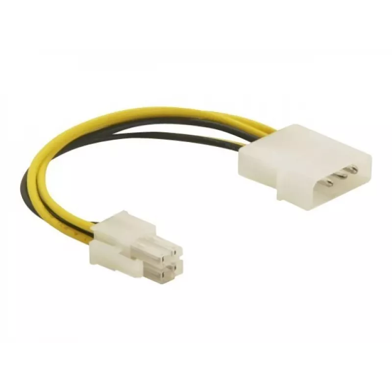 Delock 82391 cable adaptador de alimentación, ATX12V (P4) de 4 pines macho a Molex de 4 pines macho, 0,15 m