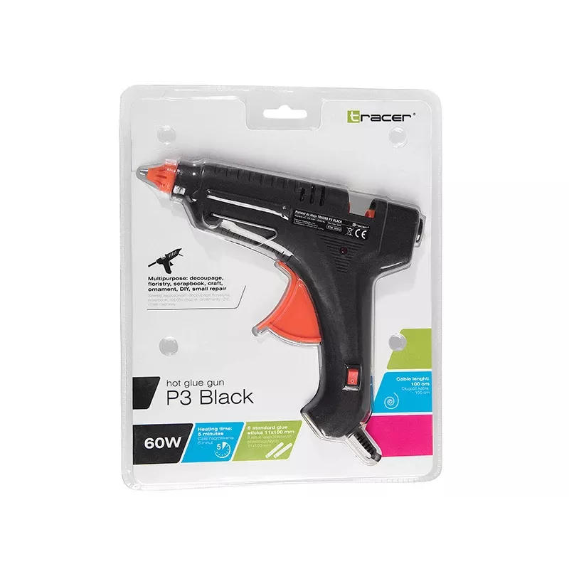 Pistola de pegamento TRACER 46512 P3 negra 100W