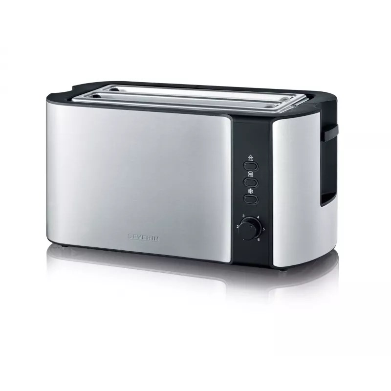 Tostador automático de ranura larga AT 2590 (acero inoxidable/negro, 1.400 vatios, para 4 rebanadas de pan)