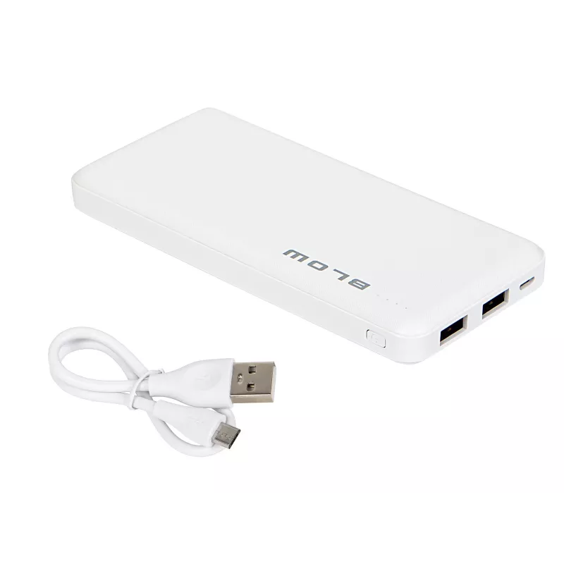 Blow PB10A batería externa 10000 mAh, 2x USB (1A + 2,1A), entrada micro USB, Li-Po, blanca