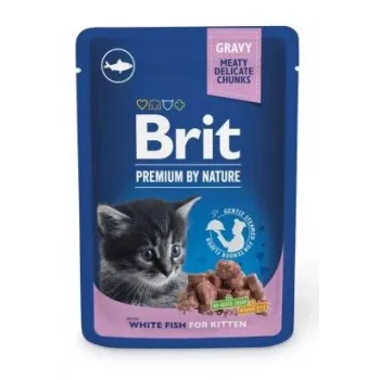 Alimento húmedo para gatos Brit Premium by Nature Kitten White Fish 100 g, sobre, proteína 9,5 %, grasa 5 %, humedad 81 %