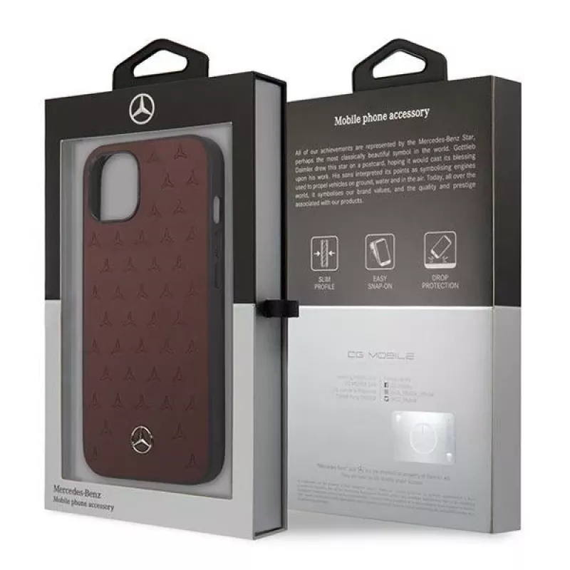 Mercedes MEHCP13SPSQRE iPhone 13 mini 5,4 rojo/rojo carcasa rígida piel patrón de estrella