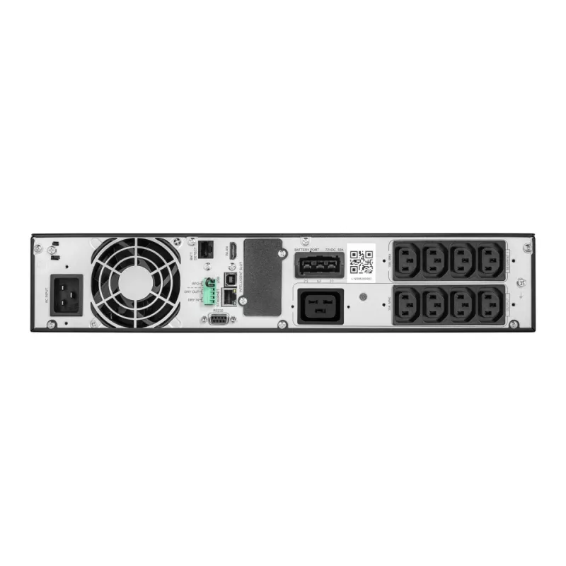 SAI online EVER Powerline RT PRO 3kVA 3kW Rack/Tower, doble conversión, 1-fase, 200–240 V salida, 9× salidas C13, LCD, baterías VRLA