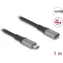 Delock - cable de extensión USB - 24 Pin USB-C (M) a 24 Pin USB-C (H) - USB 2.0 / USB 3.2 / USB4 / Thunderbolt 3 5 A - 1,0 m - negro, gris (81201)