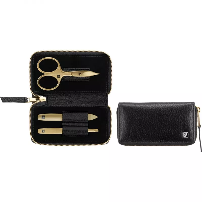 Set de manicura ZWILLING Twinox Gold Edition 97747-004-0 — 3 piezas en estuche de piel negro