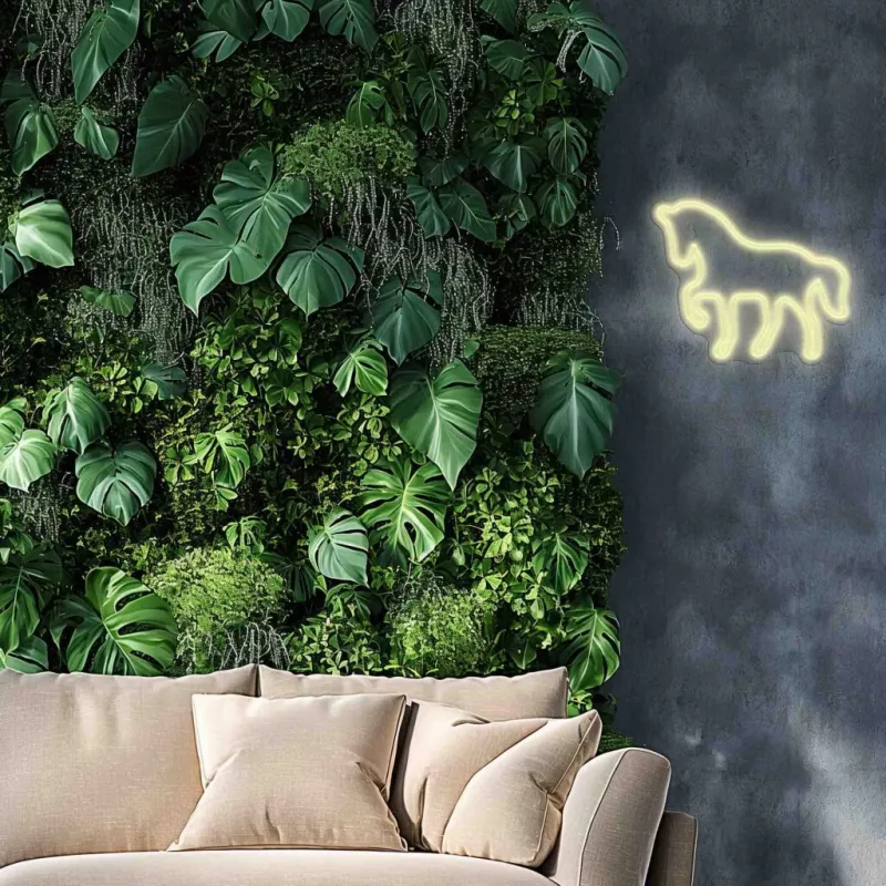 Cartel de neón LED MANTA SNL103WH – motivo caballo, blanco