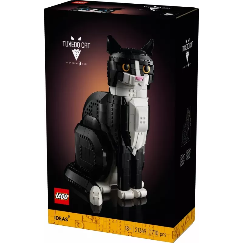 Set LEGO Ideas 21349 Tuxedo Cat set de construcción — modelo de ladrillos coleccionable, pieza de exposición