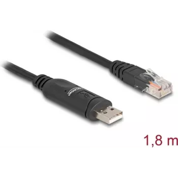 Adaptador DeLOCK USB 2.0 Type-A macho a serie RS-232 RJ45 macho 1,8 m negro