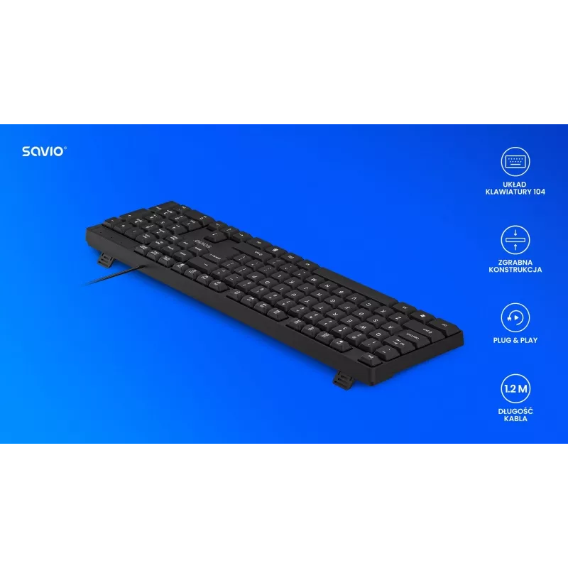 Savio KB-01 Teclado Home/Office USB QWERTY US Inglés Negro