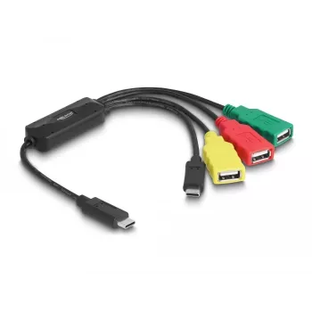 Hub USB DeLOCK 4 puertos USB 2.0 con cable USB Type-C a 3 x USB-A hembra + 1 x USB-C macho