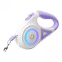 Correa automática para perros Rojeco Dog Automatic Leash LED 5 m — lila, extensible con luz LED