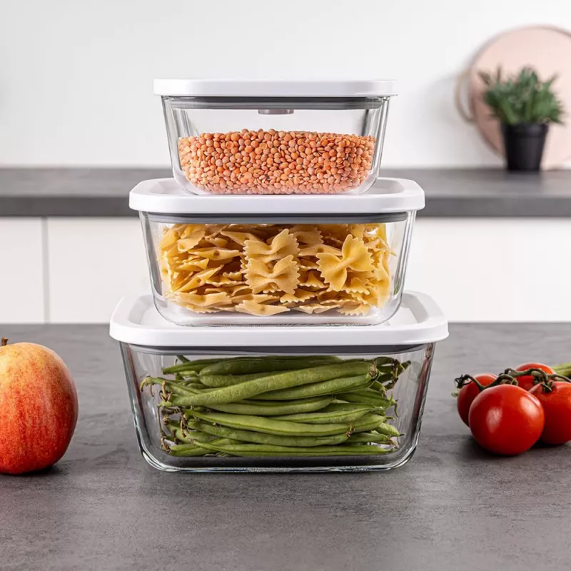 Set de recipientes de vidrio para envasadora al vacío Rommelsbacher VCG 1, 3 piezas (350 ml, 670 ml, 1100 ml), transparente