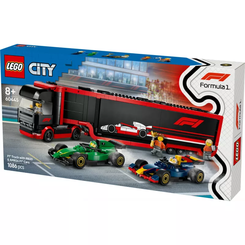 LEGO CITY 60445 F1 - Camión con coches de F1 RB20 y AMR24