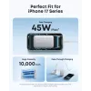Batería externa Anker A1638 10000 mAh, 45 W de potencia de salida total, Blanco, cable USB-C retráctil integrado