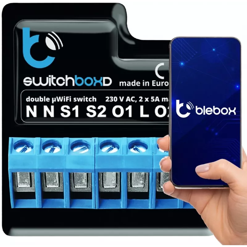 BLEBOX switchboxD - INTERRUPTOR DE PROTECCIÓN DOBLE 230V