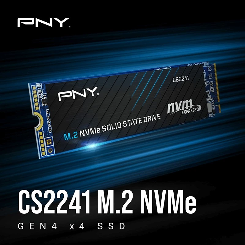 SSD PNY CS2241 M.2 NVMe PCIe 4.0 1 TB – lectura 5100 MB/s, escritura 3200 MB/s