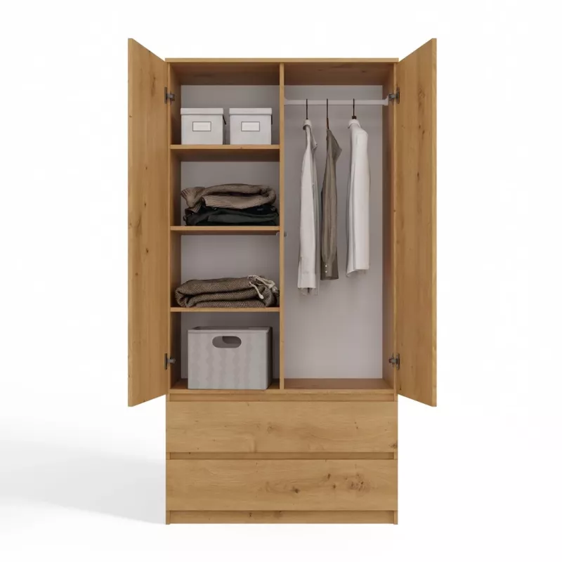 Topeshop SZAFA MALWA ART armario ropero de dormitorio 5 estantes 2 puerta(s) roble