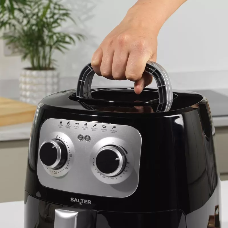 Freidora de aire manual Salter EK6364VDE, capacidad 4,2 l, freidora compacta para encimera