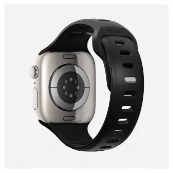 Correa para reloj Nomad Tempo Band negra de goma — 20 mm de ancho, compatible con muñecas de 155–193 mm