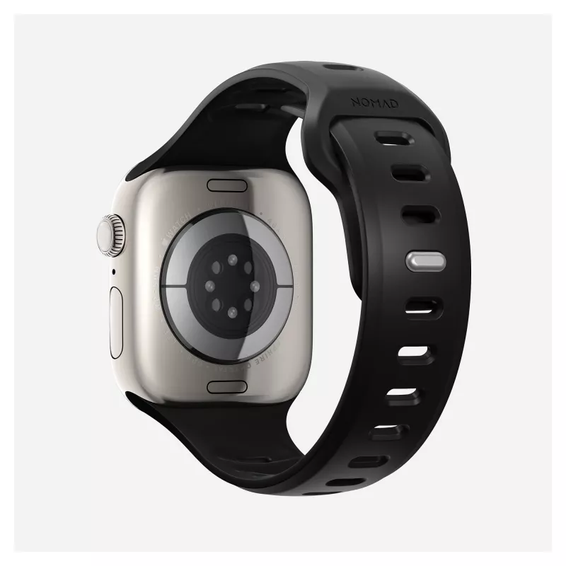Correa para reloj Nomad Tempo Band negra de goma — 20 mm de ancho, compatible con muñecas de 155–193 mm