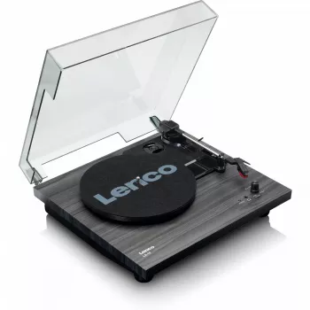 Tocadiscos de transmisión por correa Lenco LS-10 negro con altavoces integrados, 33/45 rpm, salida RCA, conexión para auriculares