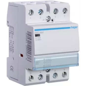 Hager ESC464. Contacto capacidad de corriente: 63 A, sección de cable: 4/16 mm², rango de temperatura en funcionamiento: -10 - 50 °C. Tensión de entrada CA: 230 V, CA