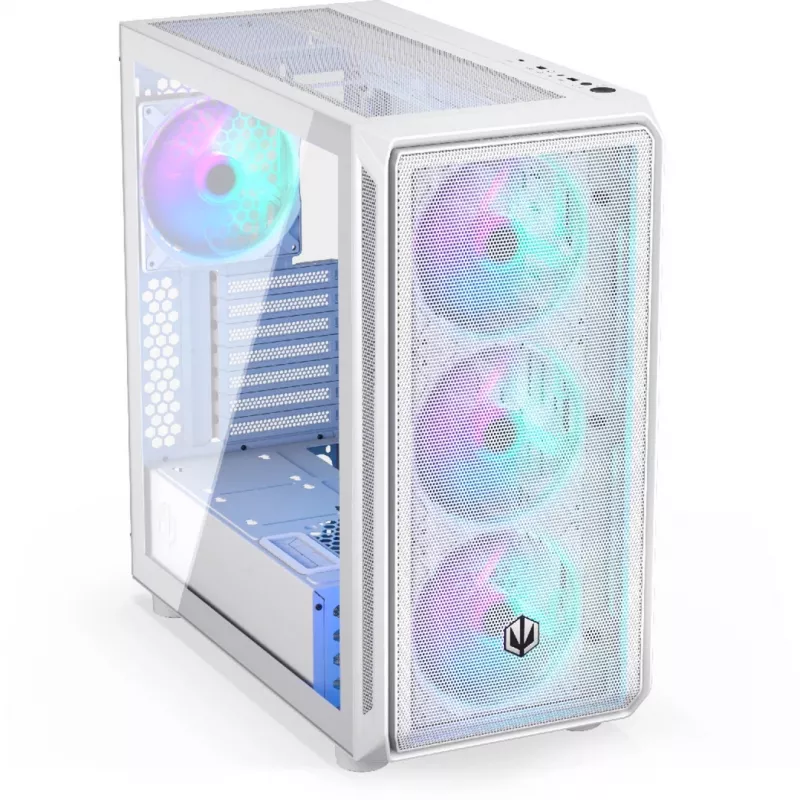 Caja de PC Endorfy Arx 700 ARGB, torre Midi, ATX, cristal templado - incluye 4 ventiladores ARGB de 140 mm, blanco (EY2A017)