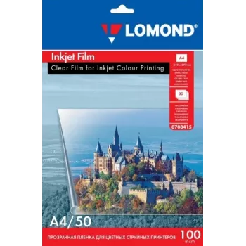 Película PET Lomond para impresora de inyección de tinta Transparente A4, 50 hojas