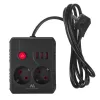 Regleta MACLEAN MCE387 B — 2 tomas de corriente, 3×USB A, 110–240 V, cable de 1,5 m, máx. 2500 W