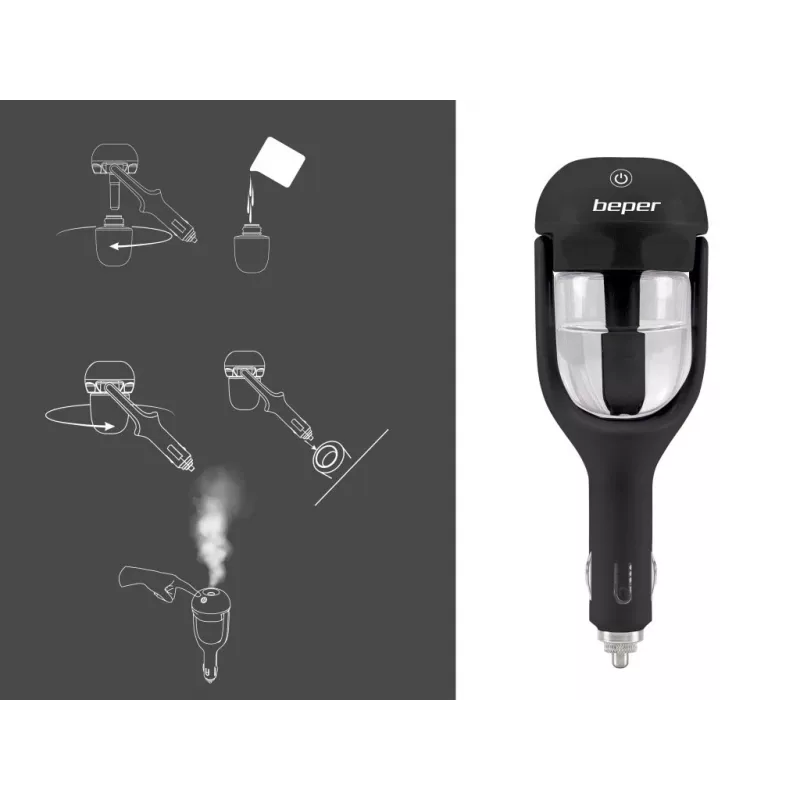 Beper P205DIF100 Difusor de aromas y humidificador para coche, 2 modos de nebulización