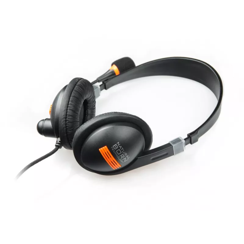 Auriculares con micrófono NATEC Drone con cable, diadema, llamadas/música, negro, naranja