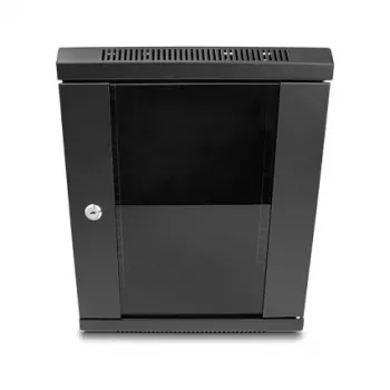 Delock 43418 Armario de red de 10" con puerta de cristal, 8U, negro