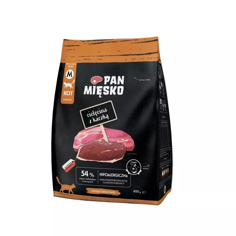 Pan Mięsko alimento seco para gatos con ternera y pato, 400 g