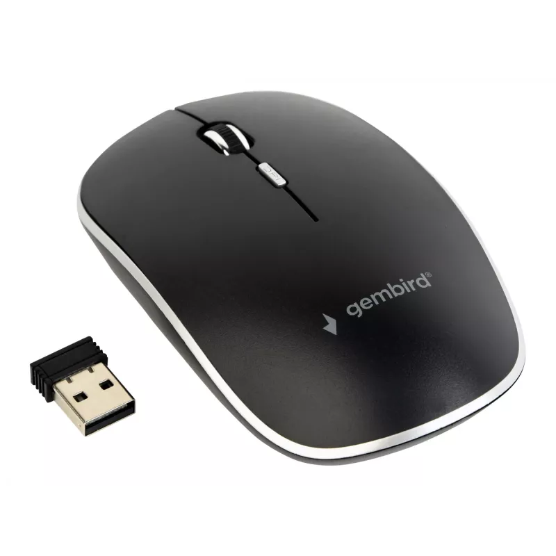 Ratón USB OPTICAL WRL Negro/SILENT MUSW-4BS-01 GEMBIRD