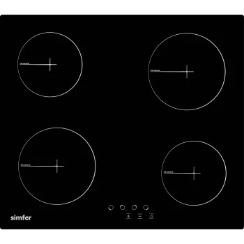 Placa integrable SIMFER H6.040.DECSP — 4 zonas vitrocerámicas, control táctil, negro