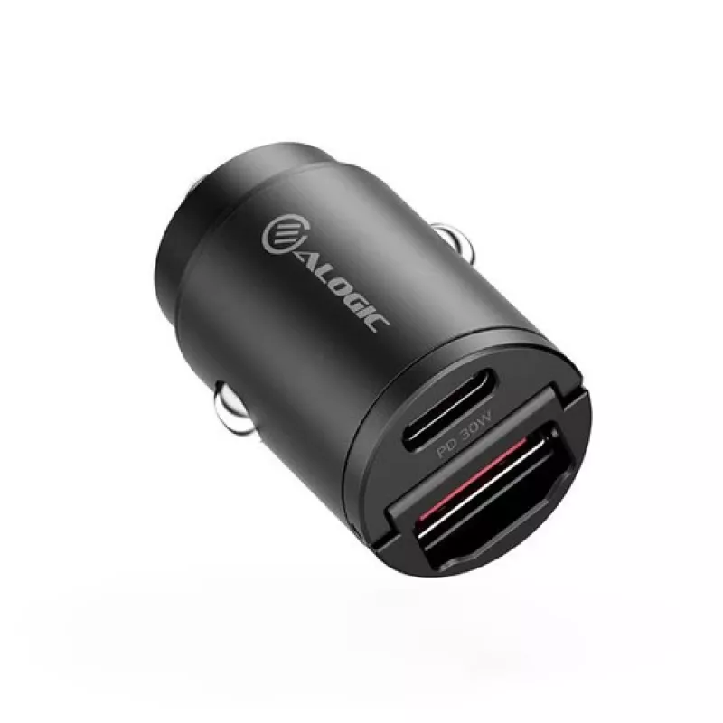 Mini cargador de coche ALOGIC Rapid Power 30W USB-C USB-A carga rápida