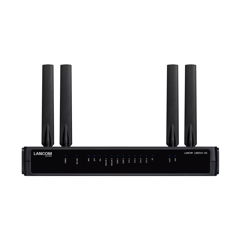 Router Lancom Systems LANCOM 1803VA-5G (EU) — 5G, Gigabit Ethernet, antena SMA externa, 1 ventilador, seguridad AES/3DES