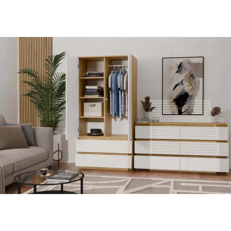 Cómoda 6 cajones 120 cm Top E Shop Malwa — Artisan Oak / blanco, aglomerado