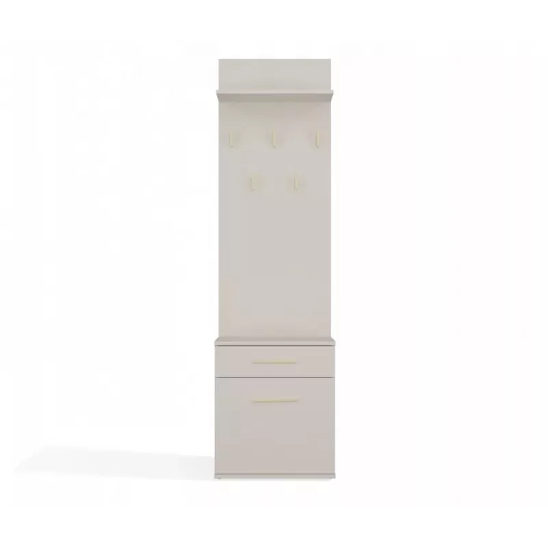 Perchero top e shop DUO, color crema, tablero de partículas, 5 ganchos, 1 cajón, 35×50×57 cm