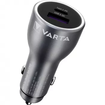 Cargador de coche Varta 57933101111, 45W totales, 1× USB-A, 1× USB-C