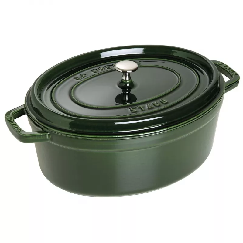 Staub La Cocotte 33 cm olla de asar ovalada de hierro fundido, verde albahaca