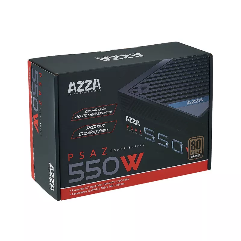 Fuente de alimentación AZZA PSAZ-550W ATX 550 W, 80 PLUS Bronze, ventilador de 120 mm