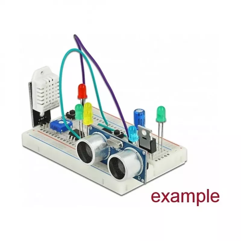 Breadboard DELOCK 18313 — placa de prototipado sin soldadura, plástico, 55×165×9 mm, blanco