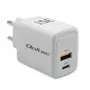 Cargador QOLTEC 51824 GaN 35W USB-C PD y USB QC 3.0, 5–20V, 1x USB-C, 1x USB-A