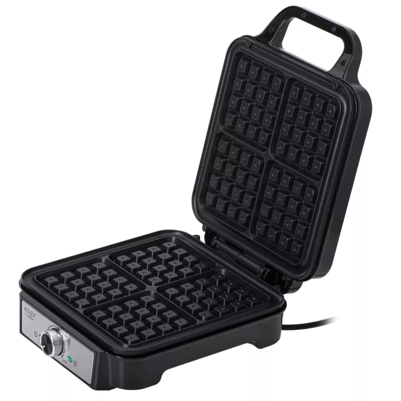 Gofrera Adler AD 3083 – 4 gofres cuadrados 10×10 cm, 1200 W, temperatura regulable, recubrimiento antiadherente, asas frías