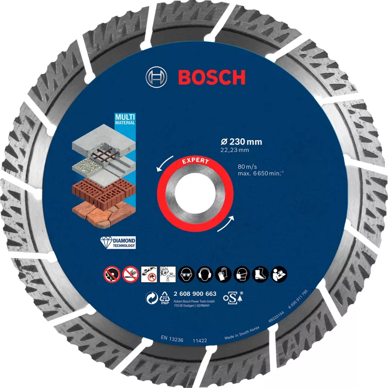 Bosch Expert MultiMaterial disco de corte de diamante, 230 mm, 2608900663