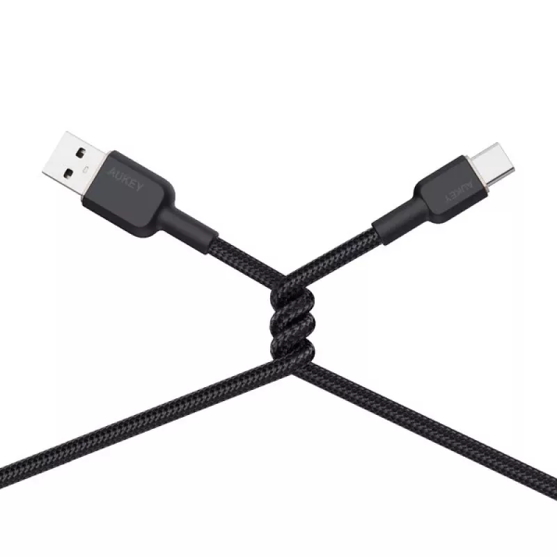 Cable USB-A a USB-C Aukey CB-NAC1, 1 m, nailon trenzado, USB PD 60 W, USB 2.0