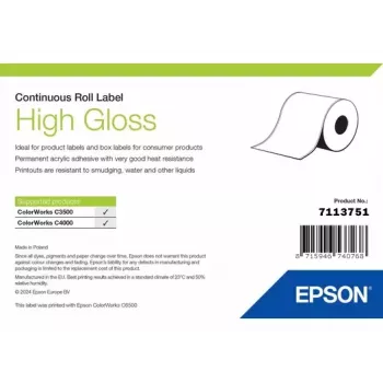 Rollo de etiquetas Epson 7113751, acabado brillante, ancho 76 mm, largo 33.000 mm