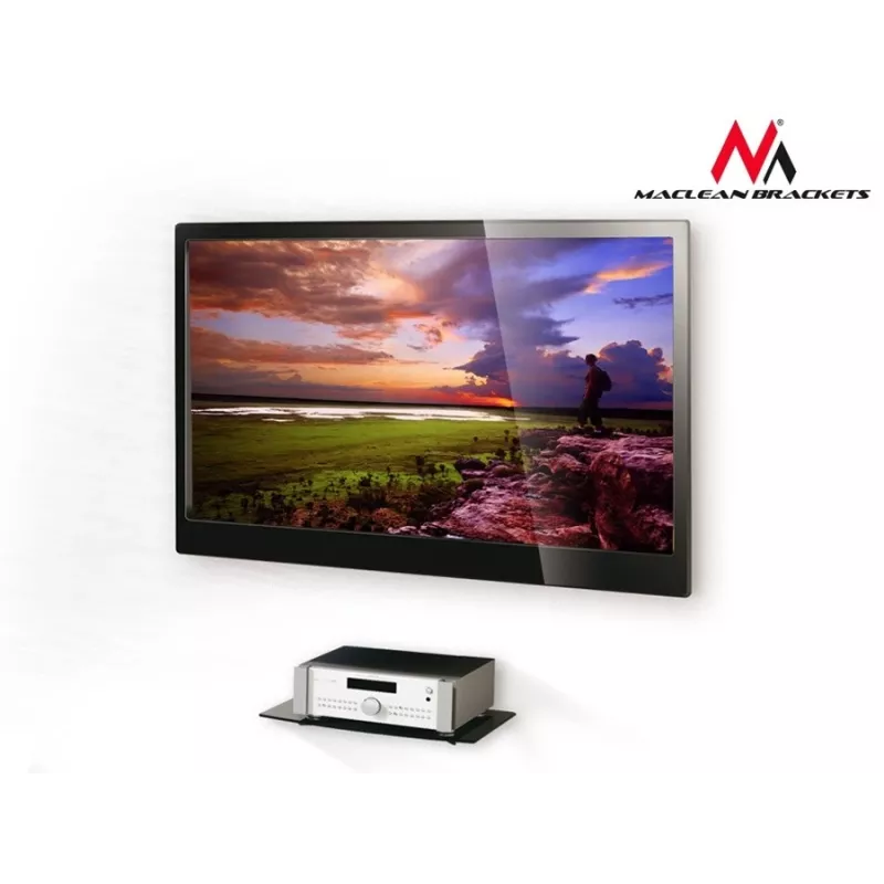 Accesorio de estantería MACLEAN MC-629 — estante para TV/DVD con pinza de barra, 360×250 mm, carga máx. 8 kg