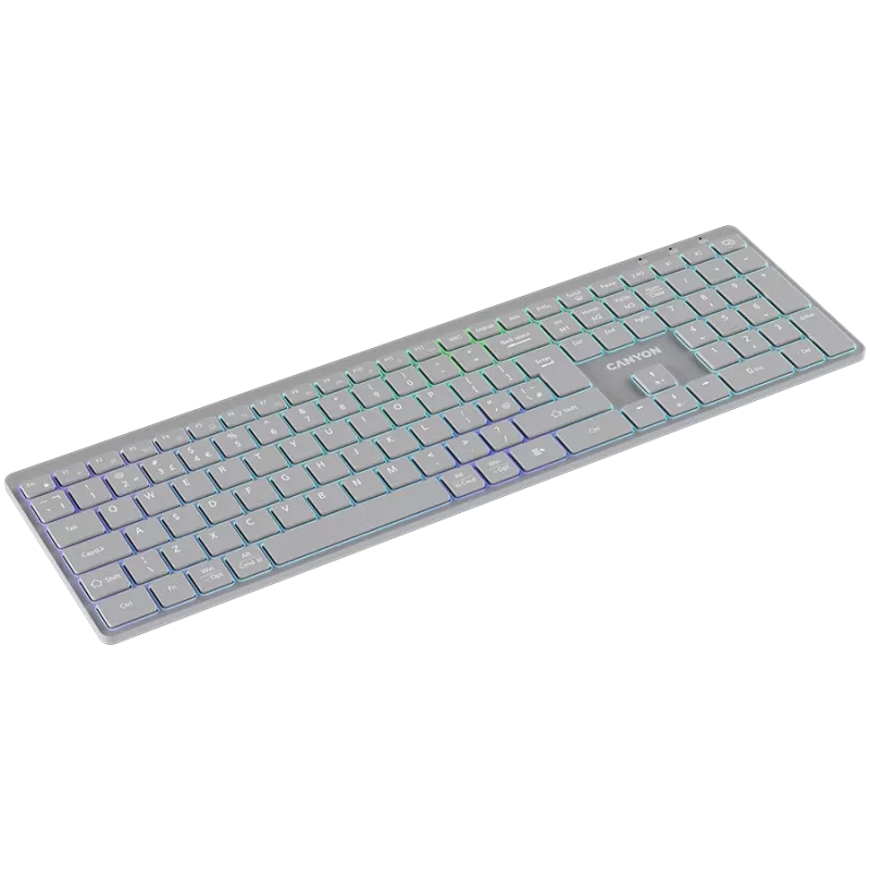 CANYON Teclado HKB-W11 UK/US RGB Dual Mode Inalámbrico Gris